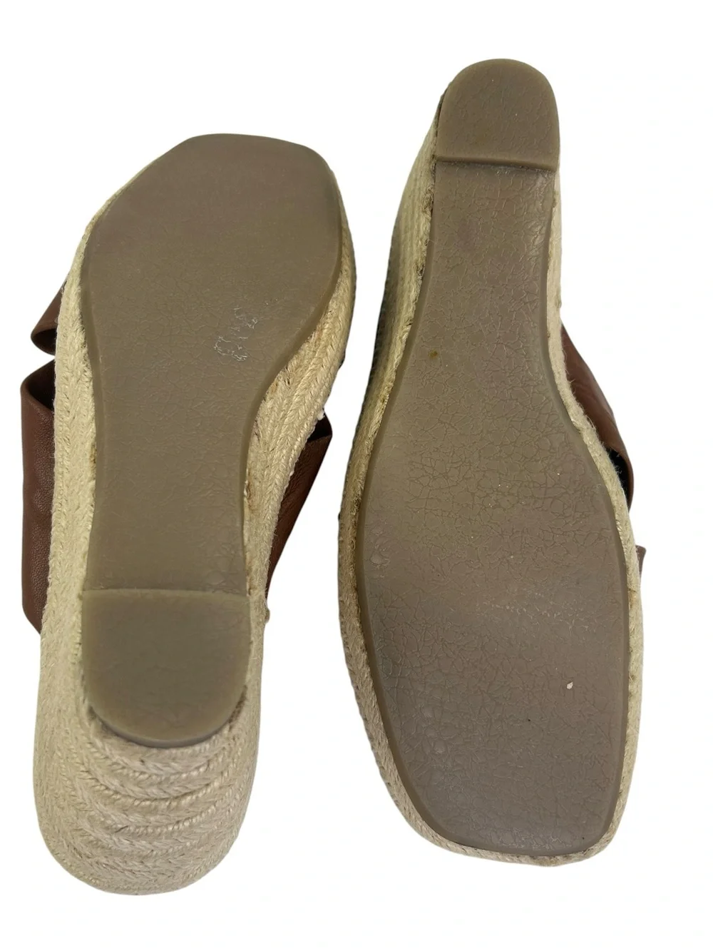 Softwalk Hastings Wedge Espadrilles brown leather cross cross size 8